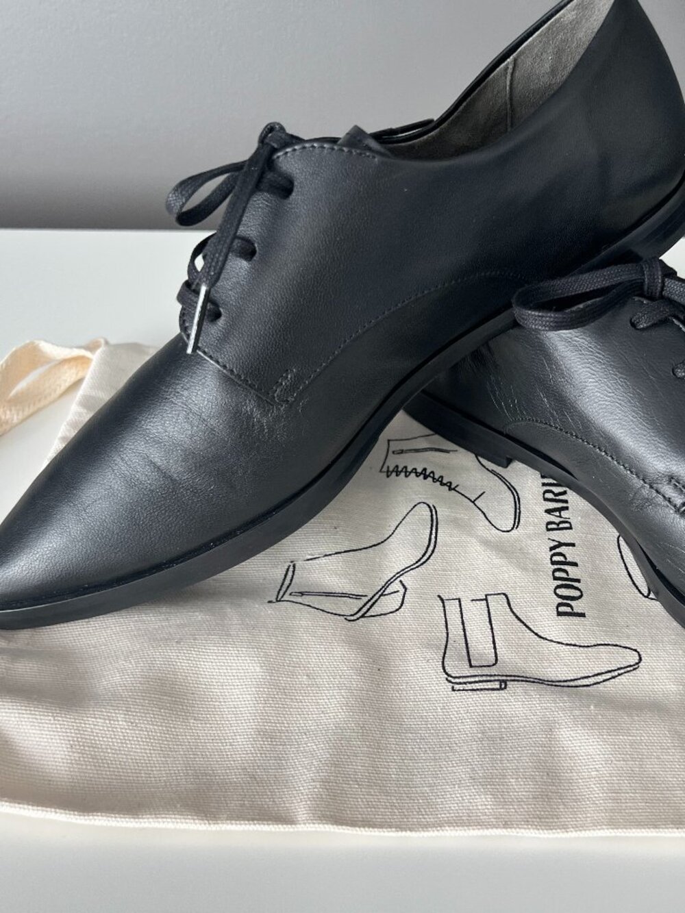 Poppy Barley women's oxfords in black leather